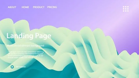 Landing page website layout abstract background. Vibrant bright freeform Stock Illustration