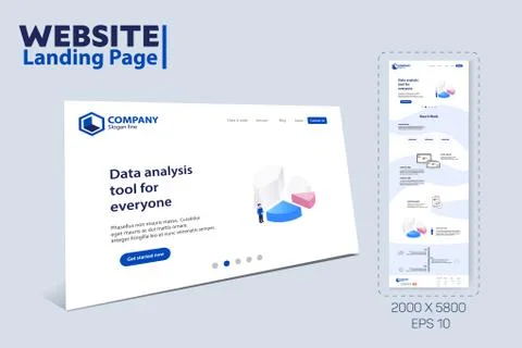 Landing Page Website Theme Template Design Illustrazione stock