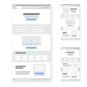 Landing page website wireframe interface template set. Vector illustration Stock Illustration