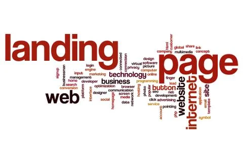Landing page word cloud concept Illustrazione stock