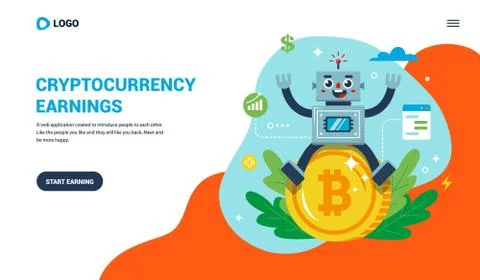Landing page for working with bitcoin. Stock Illustration