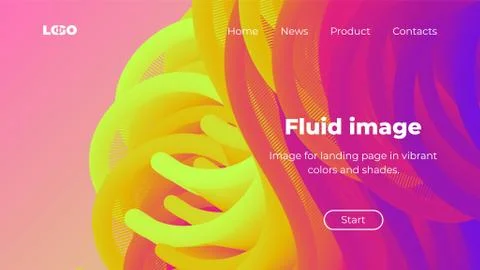 Landing page in yellow, pink and purple colors, colorful vector background. Stock Illustration