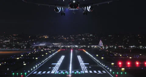 airport runways at night