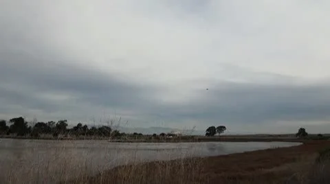 Landing plane near marsh Stock-Footage 10722015