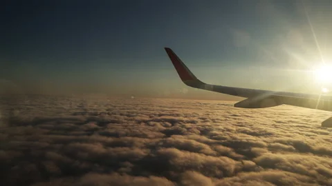 Landing. the plane slowly descends into the clouds. Stock Footage 163151209