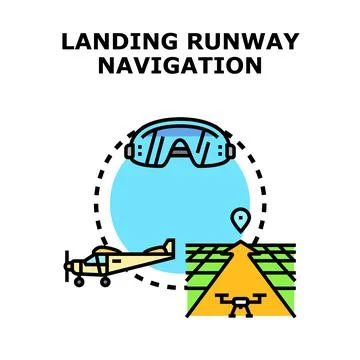 Landing runway navigation preparing aircraft for successful flight Stock Illustration