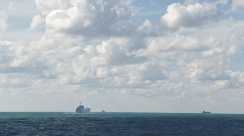 Landing ship on the high seas Video stock 30551669