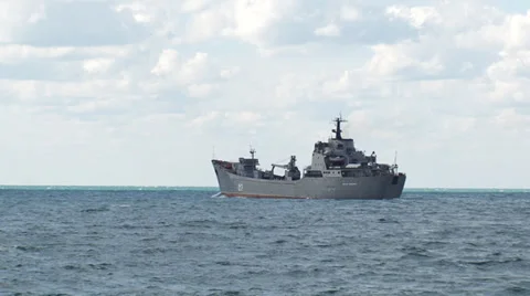 Landing ship on the high seas Stock Footage 30551691