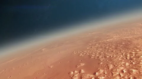 Landing of a spacecraft on the planet Mars. Low-orbit shooting Stock Footage