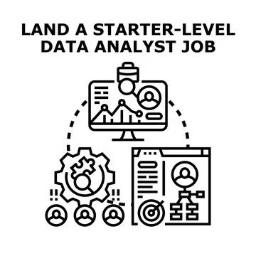 Landing a starter level data analyst career opportunity Stock Illustration