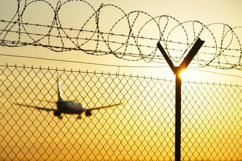 Landing at sunset 스톡 사진