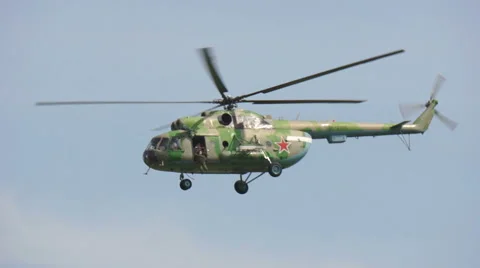 Landing of troops from the Mil Mi-8 helicopter Stock Footage 40786632