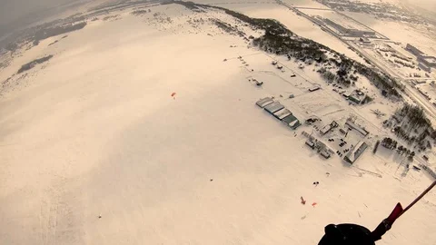  Landing under a parachute canopy Video stock 97777925
