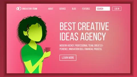 Landing Web Page Design Vector. Website Business Screen. Internet Traffic Stock Illustration