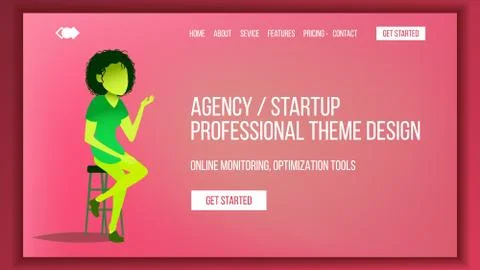 Landing Web Page Design Vector. Website Business Graphic. Responsive Interface Stock Illustration