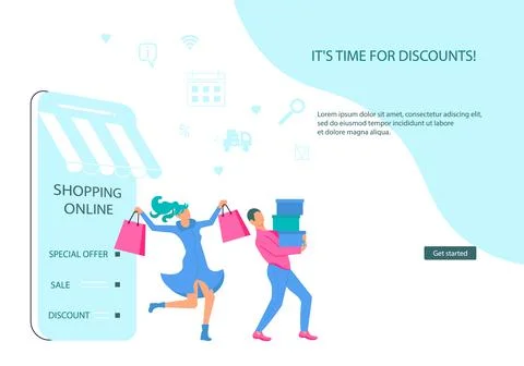 Landing web page template of Ecommerce retail Stock Illustration