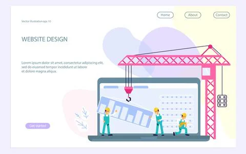 Landing web page template with website development, under construction, webpa Stock Illustration