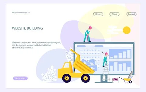 Landing web page template with website development, under construction, webpa 스톡 일러스트