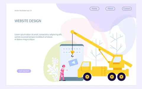 Landing web page template with website development, under construction, webpa Illustrazione stock