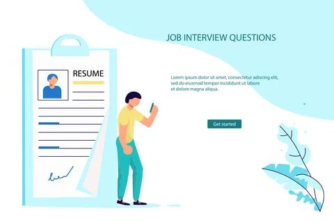 Landing webpage template of Work hiring Stock Illustration