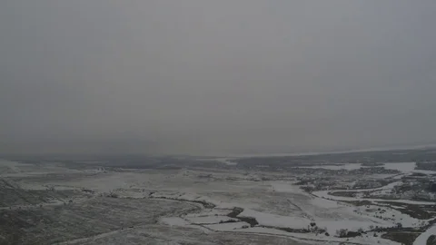 Landing the winter on a cloudy day Video stock 74298422