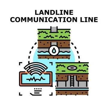 Landline communication system connecting data transfer underground Stock Illustration