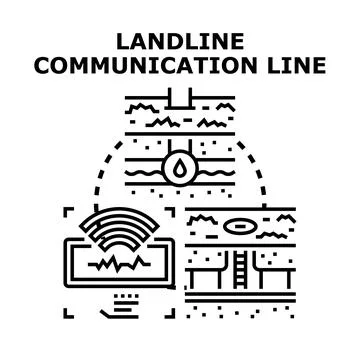 Landline communication system connecting data transfer underground Stock Illustration