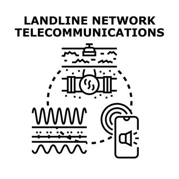 Landline network telecommunications for digital communication concept Stock Illustration