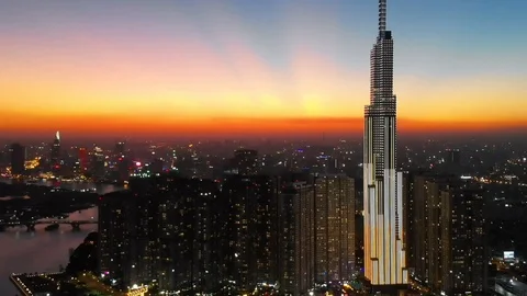 Landmark 81 - HCMC drone view - Vietnam Stock Footage 100762654