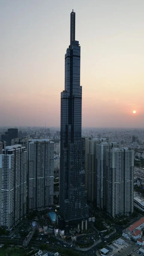 Landmark 81 Skyscraper Towering Over Ho Chi Minh City, Vietnam Skyline Stock Footage 335602095
