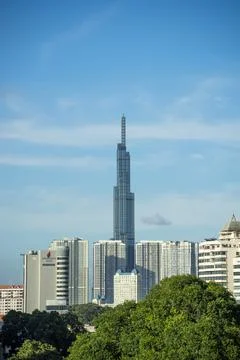 Landmark 81 Skyscraper, view from district 1 in Ho Chi Minh city, Vietnam. Be Stock Photos