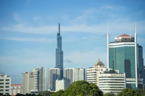 Landmark 81 Skyscraper, view from district 1 in Ho Chi Minh city, Vietnam. Be Stock Photos