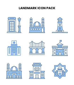 Landmark Blue Design Icons Pack Ilustración de archivo