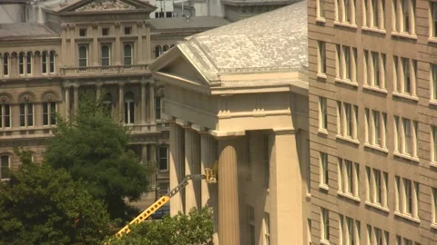 A landmark building is being cleaned Stock Footage 159908810