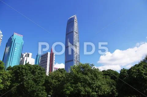 Landmark building of south chinese city Shenzhen Stock Photos