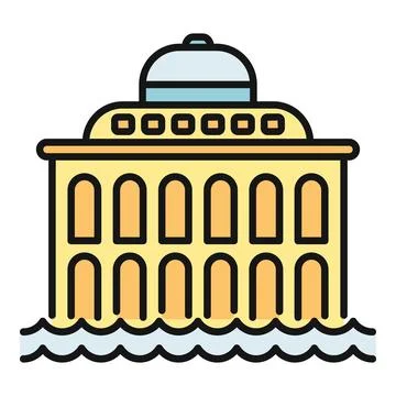 Landmark building structure with dome on water vector Ilustración de archivo
