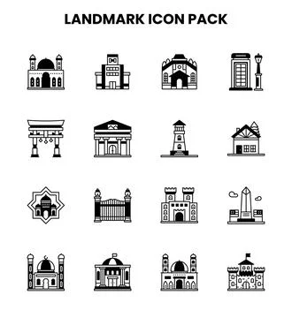 Landmark DuoTone Icons Pack Stock Illustration