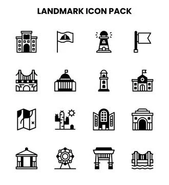 Landmark DuoTone Vector Icons Pack Stock Illustration