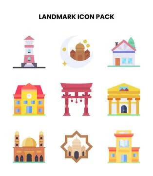 Landmark Flat Graphics Icons Pack Ilustración de archivo