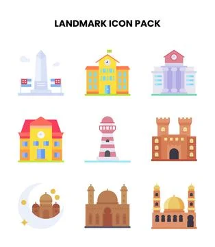 Landmark Flat UI Icons Pack Ilustración de archivo