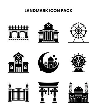Landmark Glyph Graphics Icons Pack Ilustración de archivo