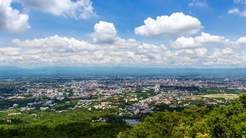 Landmark High View Point Of Chiang Mai Cityscape, Thailand 4K Time Lapse Stock Footage 130266245