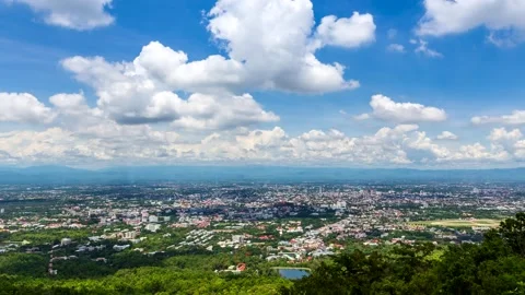 Landmark High View Point Of Chiang Mai Cityscape, Thailand 4K Time Lapse Stock Footage 130266271