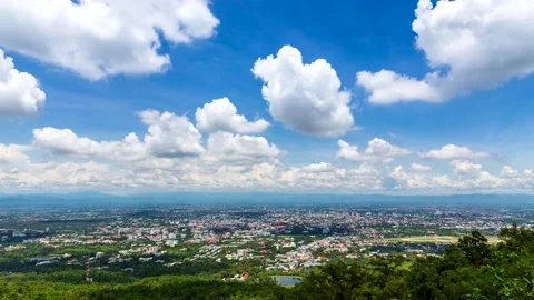 Landmark High View Point Of Chiang Mai Cityscape, Thailand 4K Time Lapse Stock Footage 130266272