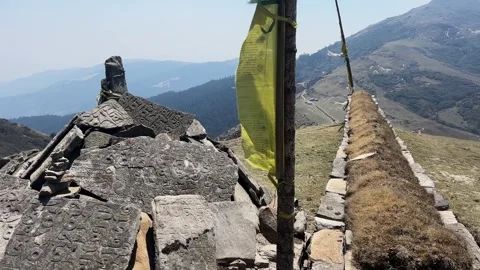 Landmark on a Himalayan trek Stock Footage 294587763