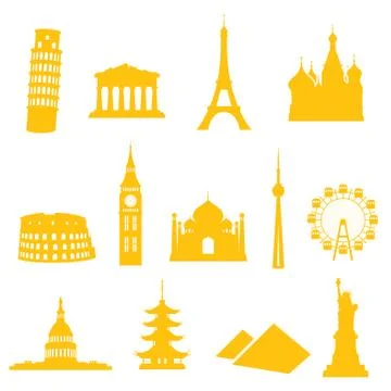 Landmark icons Stock Illustration