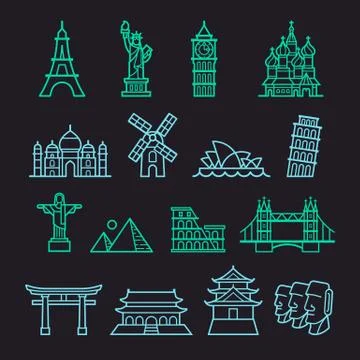 Landmark Icons. Vector illustration Stock Illustration