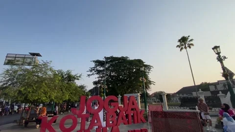 Landmark Jogja Batik Dunia installed at the zero kilometer point of Yogyakarta Stock Footage 301070248