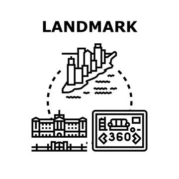 Landmark navigation concept exploring architecture and virtual tours Ilustración de archivo