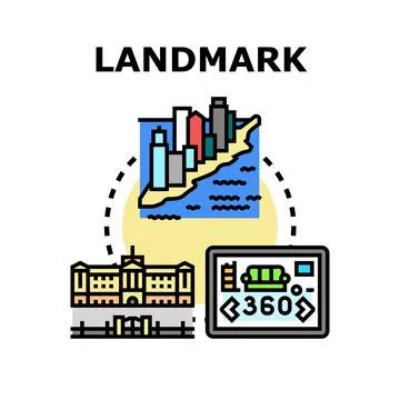Landmark navigation concept exploring architecture and virtual tours Stock Illustration